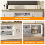 Meuble TV rustique de style ferme pour téléviseurs de 65 pouces, meuble de divertissement avec armoires de rangement, table de console média moderne pour salon ou bureau