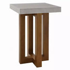Table d'appoint Royal Hampton, plateau en faux béton gris, bois de noyer marron, 40 cm