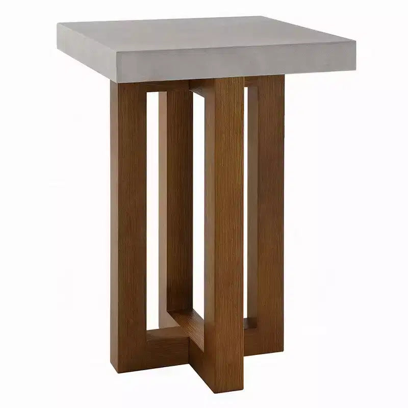 Table d'appoint Royal Hampton, plateau en faux béton gris, bois de noyer marron, 40 cm