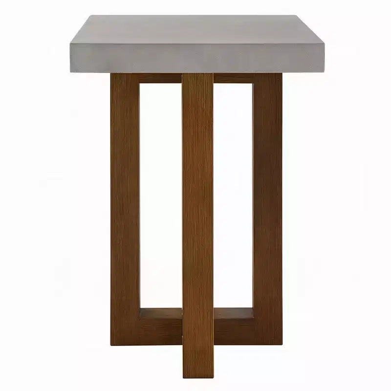 Table d'appoint Royal Hampton, plateau en faux béton gris, bois de noyer marron, 40 cm