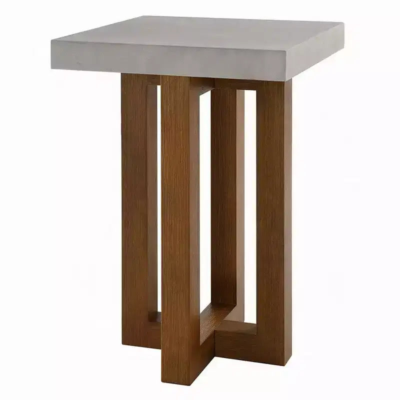 Table d'appoint Royal Hampton, plateau en faux béton gris, bois de noyer marron, 40 cm