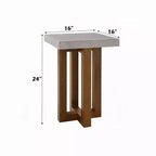 Table d'appoint Royal Hampton, plateau en faux béton gris, bois de noyer marron, 40 cm