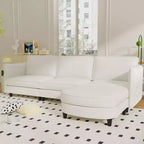 Homy Casa Modern L-Shaped Sectional Sofa with Chaise Lounge and Soft Cushions, for Living Room or Apartment, Beige