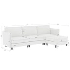 Homy Casa Canapé d'angle moderne en forme de L avec méridienne et coussins moelleux, pour salon ou appartement, beige