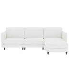 Homy Casa Canapé d'angle moderne en forme de L avec méridienne et coussins moelleux, pour salon ou appartement, beige