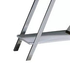Console de canapé Royal Hampton 48 po, tablette ouverte, cadre chromé, fini blanc très lustré