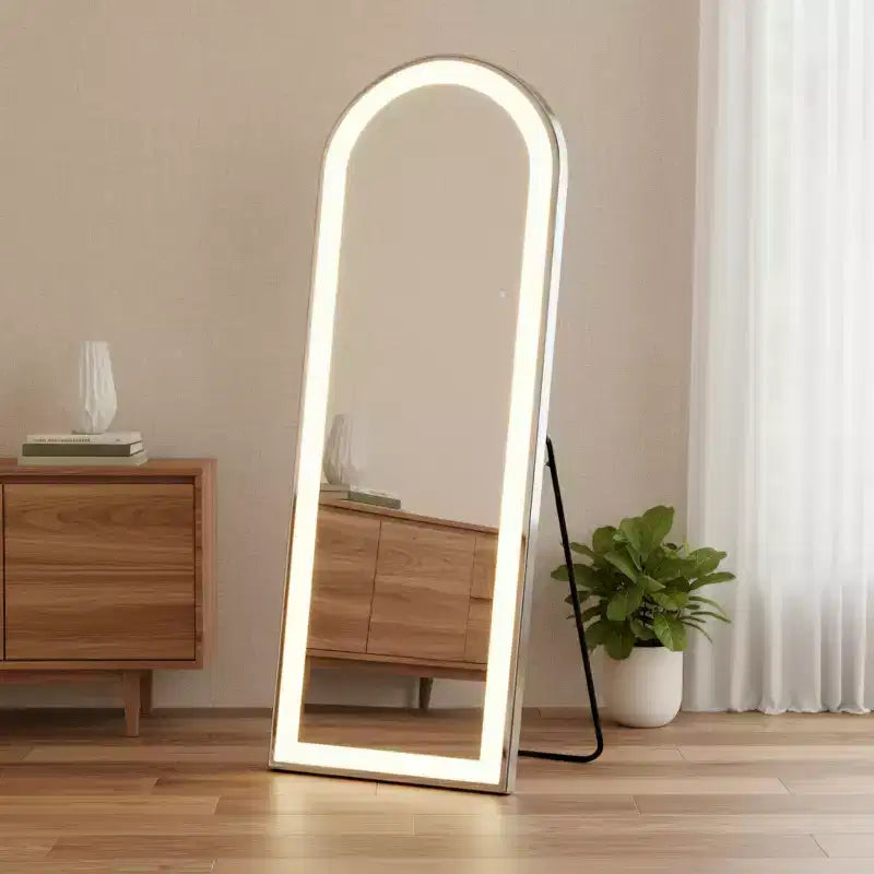 Miroir intégral sans cadre HomeRoots 71 transparent à arche, lumineux, autonome et mural