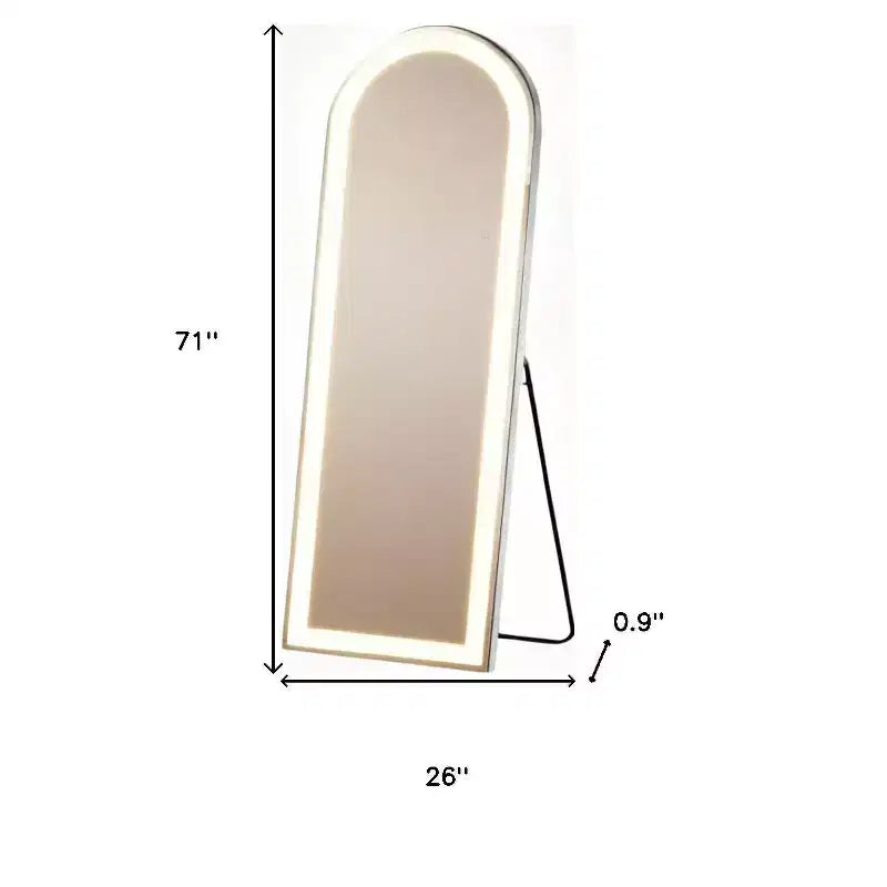 Miroir intégral sans cadre HomeRoots 71 transparent à arche, lumineux, autonome et mural