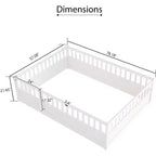 Cadre de lit Okak pleine grandeur avec barrières de sécurité extra-hautes, cadre de lit en bois avec porte d'entrée pratique pour chambre à coucher, blanc