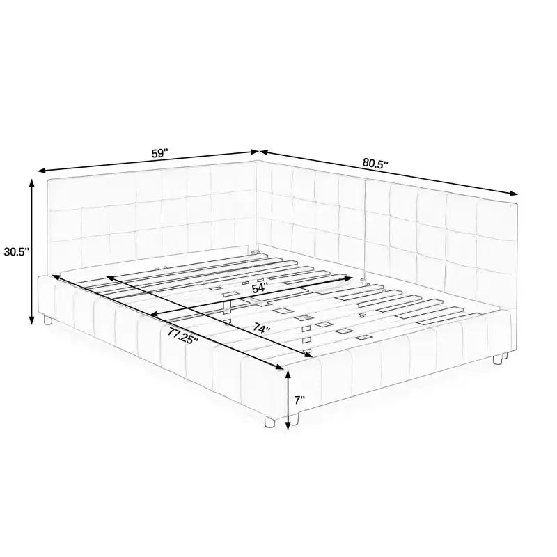 Okak Cadre de lit rembourré capitonné, Cadre de lit banquette avec dossier et accoudoirs confortables, Lit double pour chambre à coucher, salon, Rose