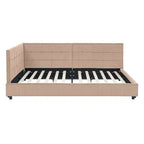 Okak Cadre de lit rembourré capitonné, Cadre de lit banquette avec dossier et accoudoirs confortables, Lit double pour chambre à coucher, salon, Rose