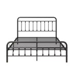 Cadre de lit Queen Size Okak, cadre de lit plateforme en métal avec tête de lit et support à lattes solides pour chambre à coucher, salon, noir