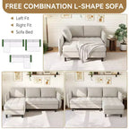 Coolmee Canapé d'angle modulable moderne en forme de L, canapé en chenille avec rangement caché pour salon, appartement, petit espace