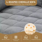 Coolmee Canapé d'angle modulable moderne en forme de L, canapé en chenille avec rangement caché pour salon, appartement, petit espace