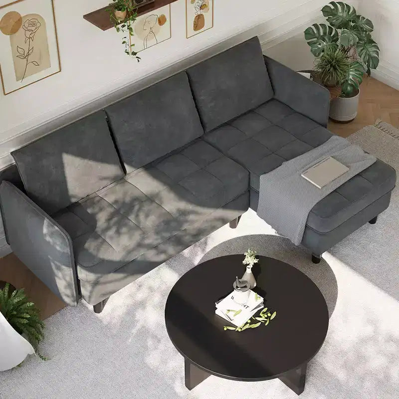 Coolmee Modern L-Shaped Convertible Sectional Sofa, Chenille Sofa Couch with Hidden Storage for Living Room, Apartment, Small Space