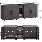 Meuble Cache-litière pour 2 Chats avec Griffoir, Meuble de Toilette en Bois à Double Compartiment et Grand Espace de Rangement
