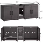 Meuble Cache-litière pour 2 Chats avec Griffoir, Meuble de Toilette en Bois à Double Compartiment et Grand Espace de Rangement