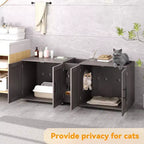Meuble Cache-litière pour 2 Chats avec Griffoir, Meuble de Toilette en Bois à Double Compartiment et Grand Espace de Rangement