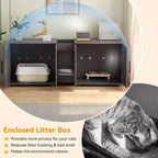 Meuble Cache-litière pour 2 Chats avec Griffoir, Meuble de Toilette en Bois à Double Compartiment et Grand Espace de Rangement