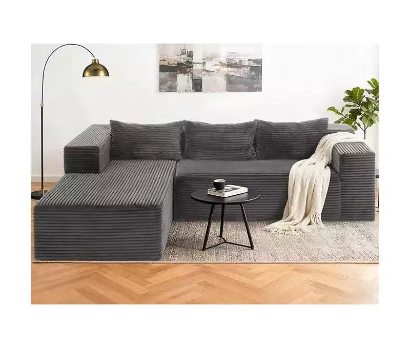 Canapé Homdox 109 Cloud modulable – Canapé d'angle sans armature ultra-confortable, canapé moelleux en velours côtelé à assise profonde pour décoration de salon