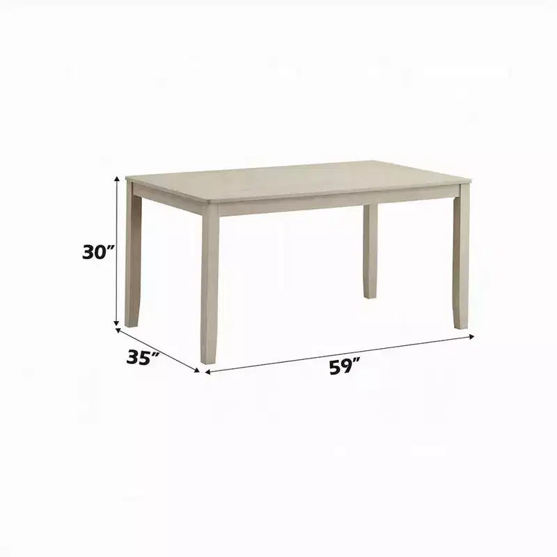 Table de salle à manger Royal Hampton, 150 cm, plateau rectangulaire, finition blanc cassé antique