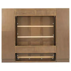 Lit escamotable mural Queen Size en bois avec étagères et armoires de rangement, pliable, Naturel - ModernLuxe