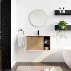 Meuble-lavabo en contreplaqué écologique, résistant aux rayures et à l'eau, avec lavabo en céramique. Assemblage par un adulte requis. Convient aux salles de bain.