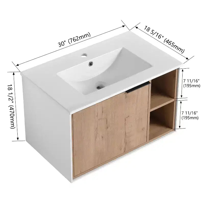 Meuble-lavabo en contreplaqué écologique, résistant aux rayures et à l'eau, avec lavabo en céramique. Assemblage par un adulte requis. Convient aux salles de bain.