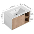 Meuble-lavabo en contreplaqué écologique, résistant aux rayures et à l'eau, avec lavabo en céramique. Assemblage par un adulte requis. Convient aux salles de bain.