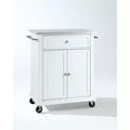 HomeStock 35.5 in.H Stainless Steel Kitchen Carts with 2 Doors and 1 Shelf