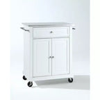 HomeStock 35.5 in.H Stainless Steel Kitchen Carts with 2 Doors and 1 Shelf