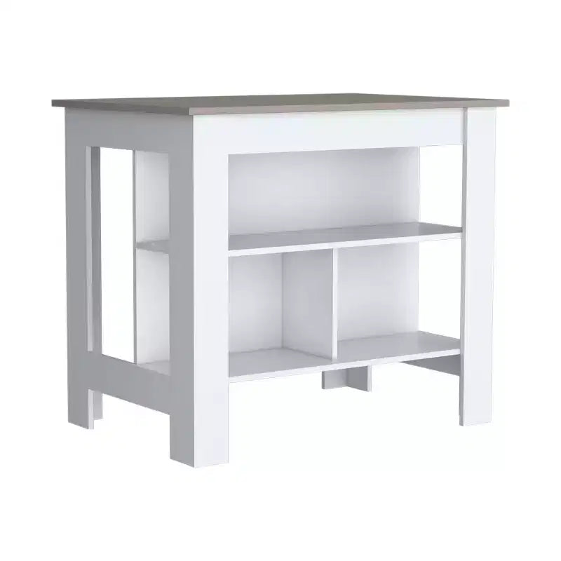 HomeStock Îlots de cuisine modulaires en plastique de 89 cm de haut avec 2 étagères