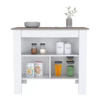 HomeStock Îlots de cuisine modulaires en plastique de 89 cm de haut avec 2 étagères