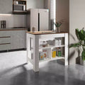 HomeStock 35.4 in.H Mahogany Wood Kitchen Islands for Modular Kitchen with 2 Shelves