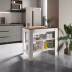 HomeStock 35.4 in.H Mahogany Wood Kitchen Islands for Modular Kitchen with 2 Shelves