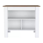 Îlots de cuisine HomeStock de 90 cm de hauteur en bois d'acajou pour cuisine modulaire avec 2 étagères