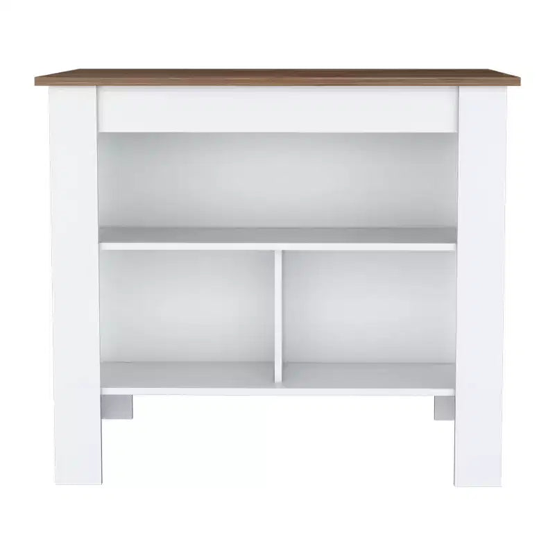 Îlots de cuisine HomeStock de 90 cm de hauteur en bois d'acajou pour cuisine modulaire avec 2 étagères