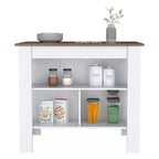 Îlots de cuisine HomeStock de 90 cm de hauteur en bois d'acajou pour cuisine modulaire avec 2 étagères