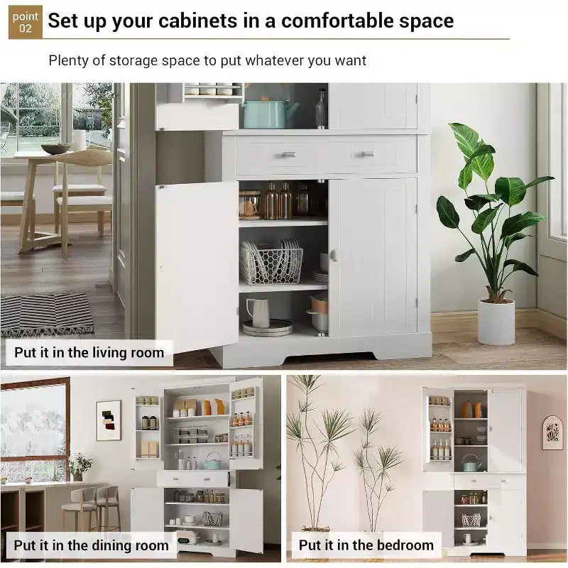 Armoire de rangement de cuisine en bois de 72 pouces avec tiroir, meuble de cuisine compact