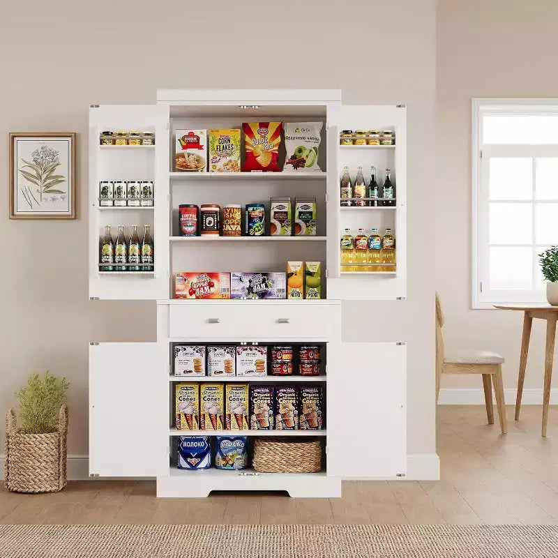 Armoire de rangement de cuisine en bois de 72 pouces avec tiroir, meuble de cuisine compact