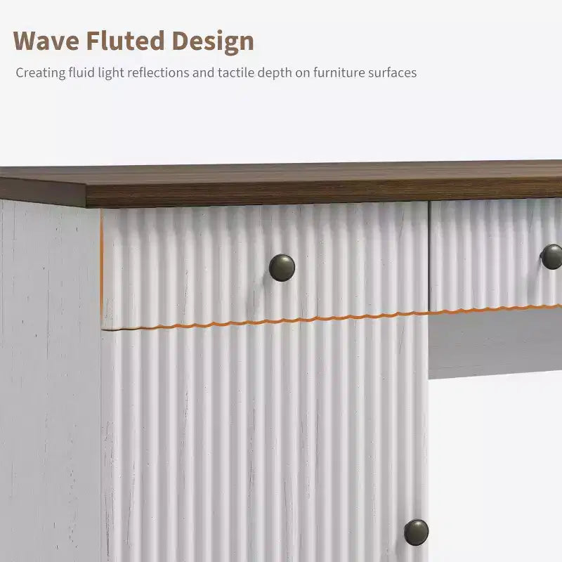 Rangement de bureau à domicile cannelé, bureau de direction moderne de 60 pouces avec station de charge, bureau d'écriture en bois avec tiroirs de classement pour salle d'étude
