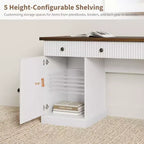 Rangement de bureau à domicile cannelé, bureau de direction moderne de 60 pouces avec station de charge, bureau d'écriture en bois avec tiroirs de classement pour salle d'étude