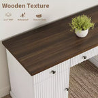 Rangement de bureau à domicile cannelé, bureau de direction moderne de 60 pouces avec station de charge, bureau d'écriture en bois avec tiroirs de classement pour salle d'étude