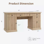 Rangement de bureau à domicile cannelé, bureau de direction moderne de 60 pouces avec station de charge, bureau d'écriture en bois avec tiroirs de classement pour salle d'étude