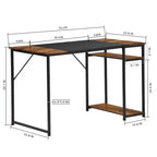 FurnitureR Bureau d'ordinateur 140 cm avec étagères latérales, bureau gaming style industriel avec cadre en métal, poste de travail de bureau à domicile avec rangement pour PC, ordinateur portable