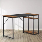 FurnitureR Bureau d'ordinateur 140 cm avec étagères latérales, bureau gaming style industriel avec cadre en métal, poste de travail de bureau à domicile avec rangement pour PC, ordinateur portable