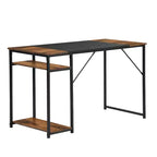 FurnitureR Bureau d'ordinateur 140 cm avec étagères latérales, bureau gaming style industriel avec cadre en métal, poste de travail de bureau à domicile avec rangement pour PC, ordinateur portable