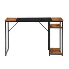 FurnitureR Bureau d'ordinateur 140 cm avec étagères latérales, bureau gaming style industriel avec cadre en métal, poste de travail de bureau à domicile avec rangement pour PC, ordinateur portable