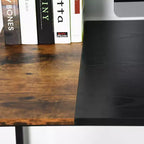 FurnitureR Bureau d'ordinateur 140 cm avec étagères latérales, bureau gaming style industriel avec cadre en métal, poste de travail de bureau à domicile avec rangement pour PC, ordinateur portable