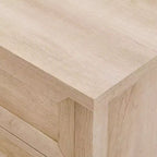 Table de chevet en chêne blanc à 3 tiroirs de style campagnard, poignées cuvettes